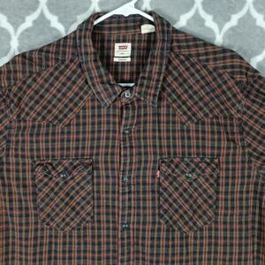 Levi's Flannel Shirt Mens 2XL Standard Plaid Western Button Down Long Sleeve